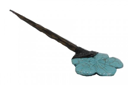 Pic cheveux en bois et turquoise
