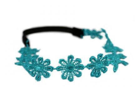 Headband fleurs turquoise