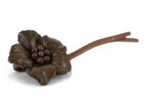 Pince cheveux métal et cuir marron