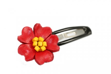 Barrette cheveux fleur rouge Barrette cheveux fleur rouge