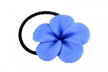 Elastique cheveux fleur bleu