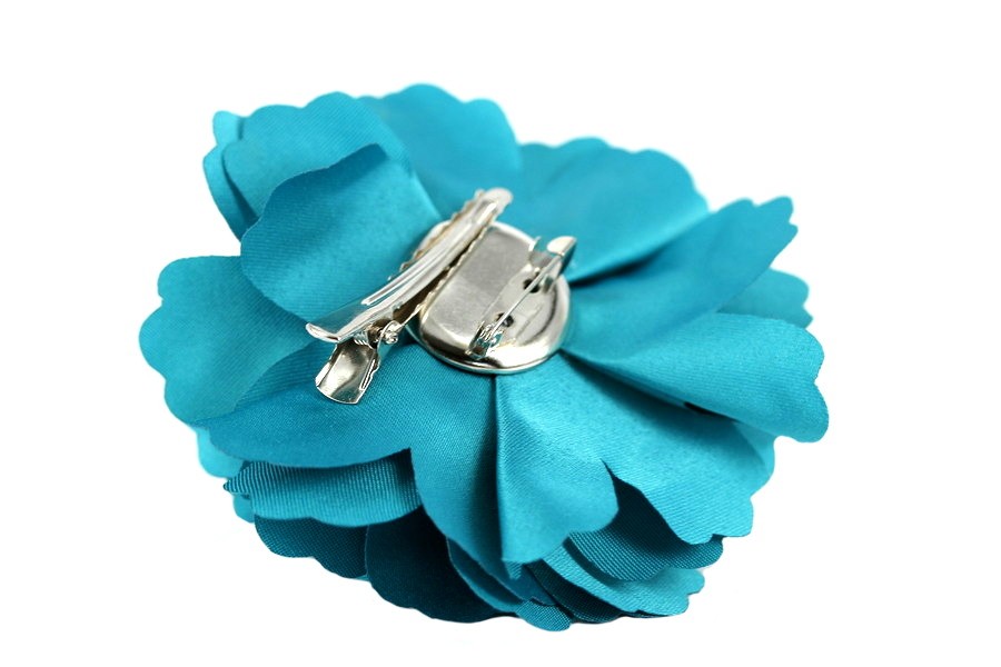 Pince à Cheveux Fleur Bleu Sarcelle - Broche Décorative - Style Vintage - Environ 13 Cm
