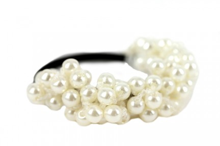 Elastique cheveux perles blanches Elastique cheveux perles blanches