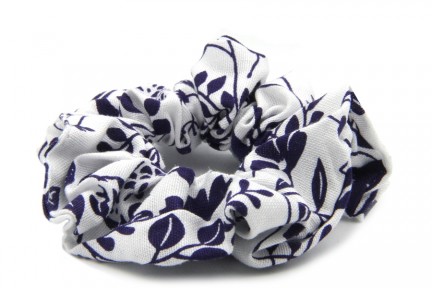 Elastique cheveux épais blanc et bleu à fleurs pour fillettes Elastique cheveux épais blanc et bleu à fleurs pour fillettes