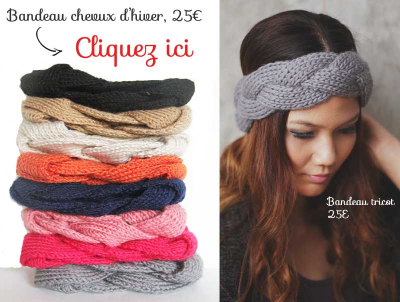 bandeau cheveux laine tricot