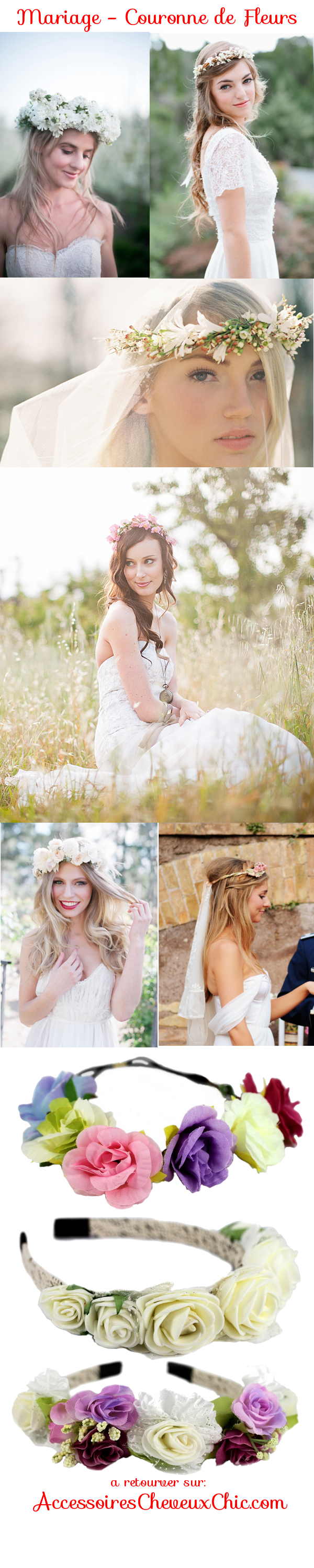 Coiffure de mariage et couronne de fleur