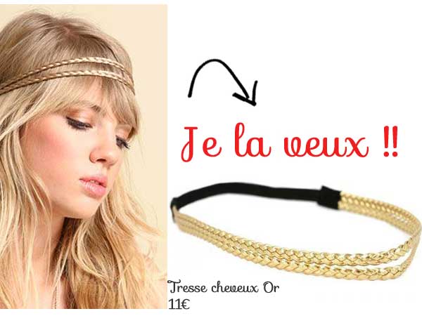 headband double tresse dore