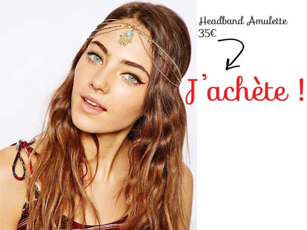 Headband double metal dore pendentif